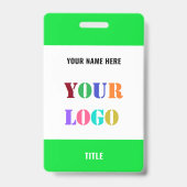 Your Logo or Photo and QR Code Name Business Badge バッジ (正面)