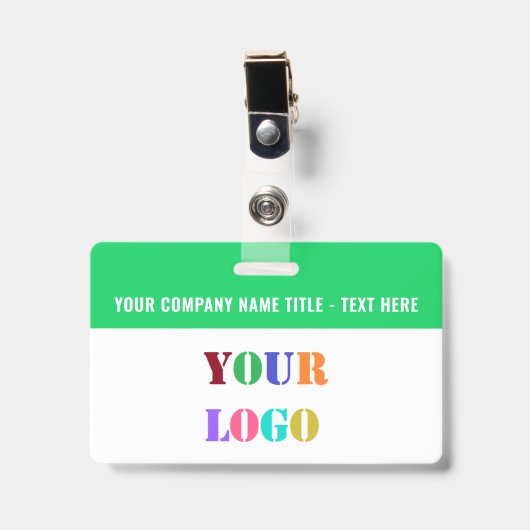 Your Logo or Photo Name Business Badge Example バッジ (正面 （クリップ付）)