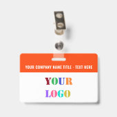 Your Logo or Photo Name Business Badge Example バッジ (裏面 （クリップ付）)