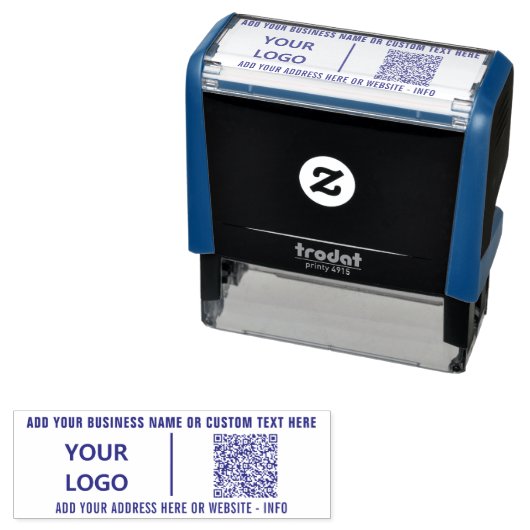Your Logo or Photo Text and QR Code Stamp Example セルフインキングスタンプ (インサイチュ)