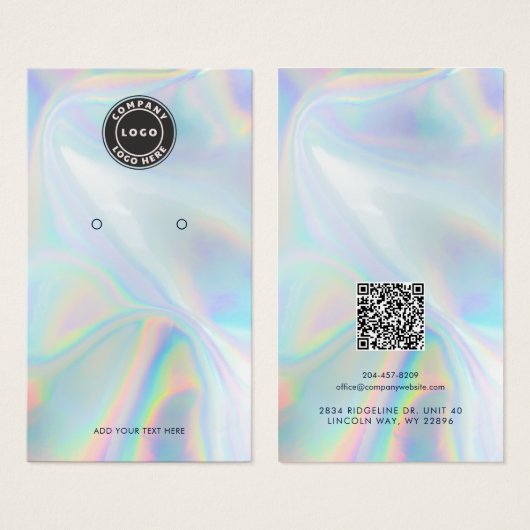 Your Logo QR Code Holographic Earring Display Card (正面&裏面)