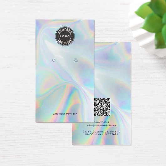 Your Logo QR Code Holographic Earring Display Card (デスク)