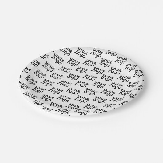 Your Logo | Simple Repeating Logo Pattern on White ペーパープレート (アングル)