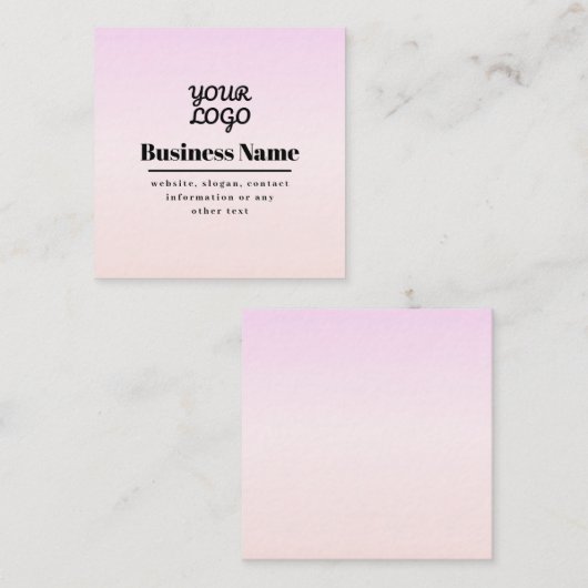 Your Logo & Text | Pink & Peach Ombre エンクロージャーカード (正面/裏面)