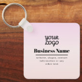 Your Logo & Text | Pink & Peach Ombre キーホルダー (正面)