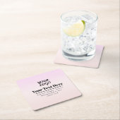 Your Logo & Text | Pink & Peach Ombre スクエアペーパーコースター (インサイチュ)