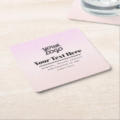 Your Logo & Text | Pink & Peach Ombre スクエアペーパーコースター (アングル)