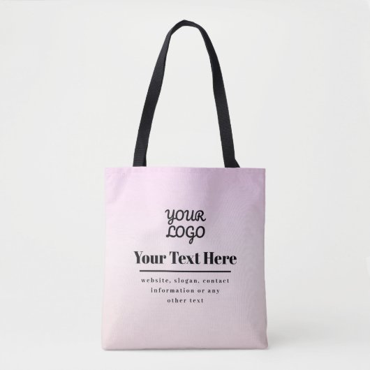 Your Logo & Text | Pink & Peach Ombre トートバッグ (正面)