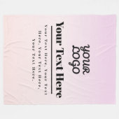 Your Logo & Text | Pink & Peach Ombre フリースブランケット (正面(横))