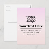 Your Logo & Text | Pink & Peach Ombre ポストカード (正面/裏面)