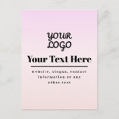 Your Logo & Text | Pink & Peach Ombre ポストカード (正面)
