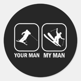 Your Man My Man Funny Biathlete Skiing Shooting Sp ラウンドシール