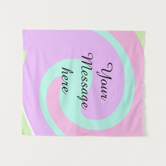 Your message here add text name monogram pink past タペストリー (正面(横))