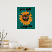 Your Mind Is A Garden -Monarch Butterfly Sunflower ポスター (キッチン)