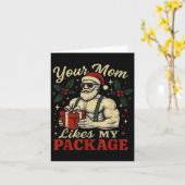Your Mom Likes My Package Funny Santa Christmas  カード (黄色い花)
