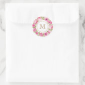 Your Monogram in a Flower Frameスタンプ ラウンドシール (バッグ)