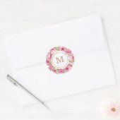 Your Monogram in a Flower Frameスタンプ ラウンドシール (封筒)
