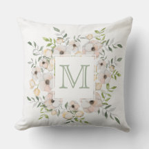 Your Monogram in Flower Frame装飾用クッション