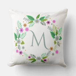 Your Monogram in Flower Frame装飾用クッション クッション
