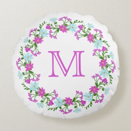 Your Monogram in Flower Frame装飾用クッション ラウンドクッション