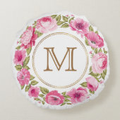 Your Monogram in Flower Frame装飾用クッション ラウンドクッション (裏面)