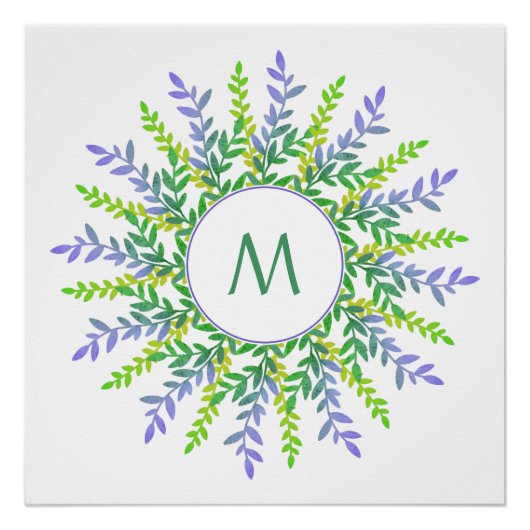 Your Monogram in Leaf Frameポスタカスタムー ポスター (正面)