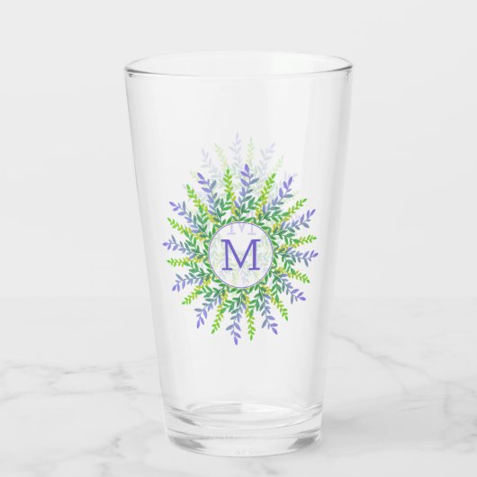 Your Monogram in Leaf Frame pint glass タンブラーグラス (裏面)