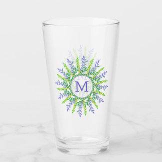 Your Monogram in Leaf Frame pint glass タンブラーグラス
