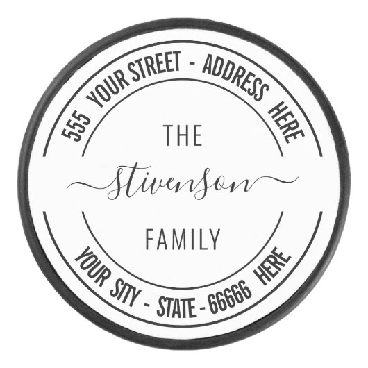 Your Name Address or Custom Text Personalized アイスホッケーパック (正面)