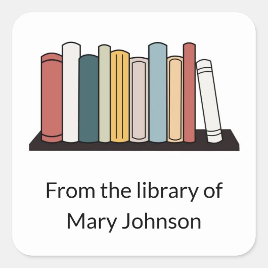 Your Name Books on Shelfのライブラリから スクエアシール (正面)