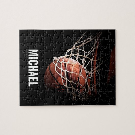 Your Name Customizable Basketball Artwork ジグソーパズル (横)