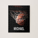 Your Name Customizable Basketball Artwork ジグソーパズル<br><div class="desc">Basketball Ball & Glove Watercolor Effect Digital Art - US Popular Sports - American Popular Sports - US Basketball Artwork</div>