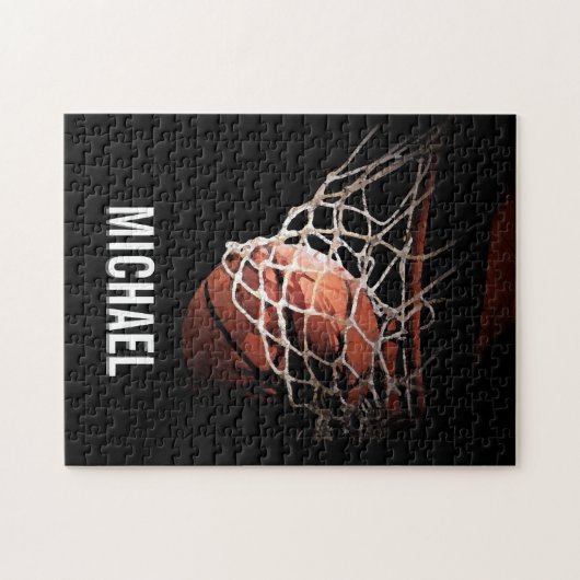 Your Name Customizable Basketball Artwork ジグソーパズル (横)