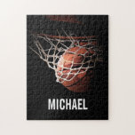 Your Name Customizable Basketball Artwork ジグソーパズル<br><div class="desc">Basketball Ball & Glove Watercolor Effect Digital Art - US Popular Sports - American Popular Sports - US Basketball Artwork</div>