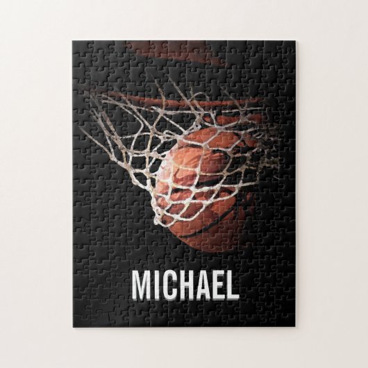 Your Name Customizable Basketball Artwork ジグソーパズル (縦)