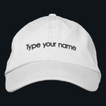 Your Name Embroidered on White Cap 刺繍入りキャップ<br><div class="desc">White cap that you can personalize by typing your name or the recipient’s name for a personalized gift. You can also change the font style and thread color in the design tool. Please check the appearance after typing your name. If the appearance is pleasing to you, you can place your...</div>
