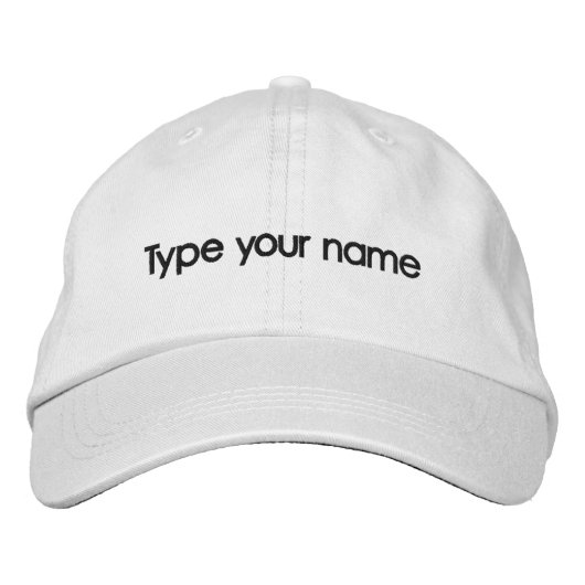 Your Name Embroidered on White Cap 刺繍入りキャップ (正面)
