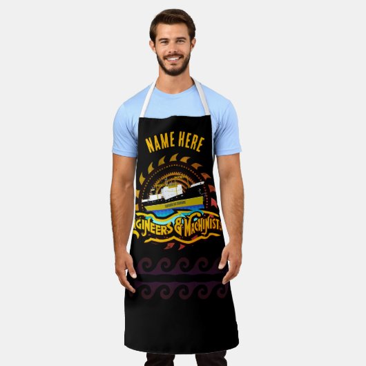 YOUR NAME Engineer and Machinist Boat Crew Work エプロン (着用した状態)