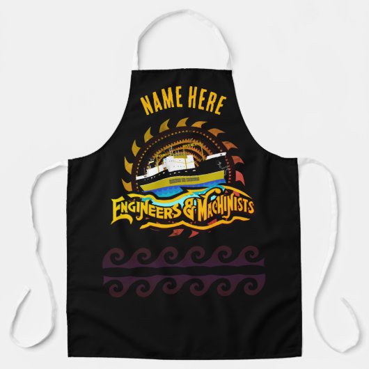 YOUR NAME Engineer and Machinist Boat Crew Work エプロン (正面)