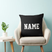 YOUR NAME Fun Athletic Text On Bold Modern Black クッション (椅子)