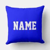 YOUR NAME Fun Athletic Text On Bright Royal Blue クッション (裏面)