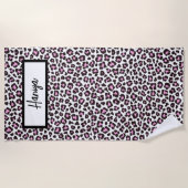 Your Name Leopard Predator動物のピンク色 ビーチタオル (正面)