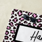 Your Name Leopard Predator動物のピンク色 ビーチタオル (インサイチュ)