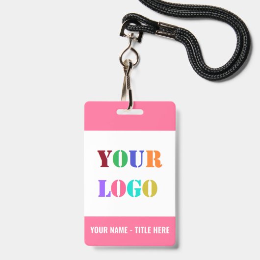 Your Name Logo or Photo Business Badges Example バッジ (正面（ネックストラップ付）)