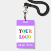 Your Name Logo or Photo Business Badges Example バッジ (裏面（ネックストラップ付）)