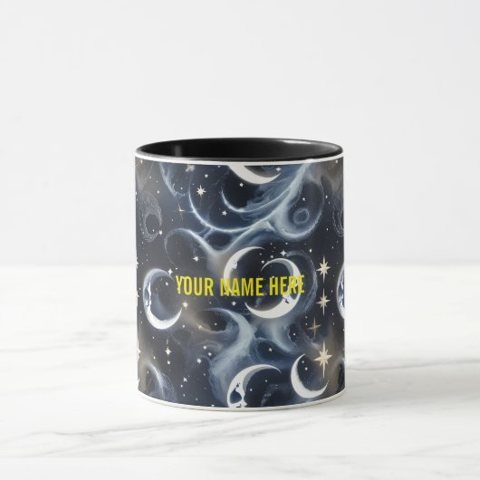 Your Name Mugs – Metallic Silver Moon Phase Luxury マグカップ (中央)