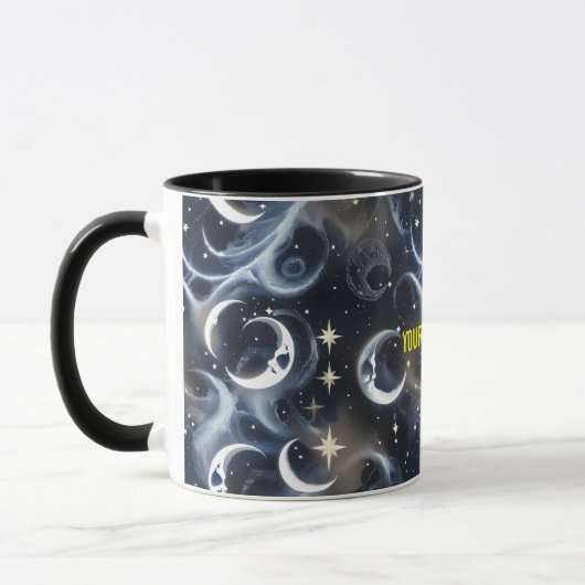 Your Name Mugs – Metallic Silver Moon Phase Luxury マグカップ (左)