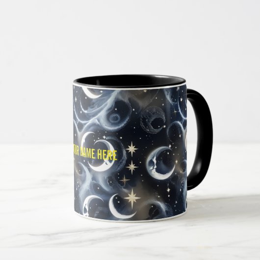 Your Name Mugs – Metallic Silver Moon Phase Luxury マグカップ (正面右)