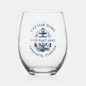 Your Name of Boat Anchor ステムなしワイングラス (裏面)