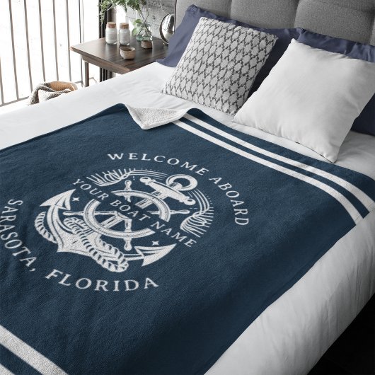 Your Name of Boat Ancient Anchor フリースブランケット